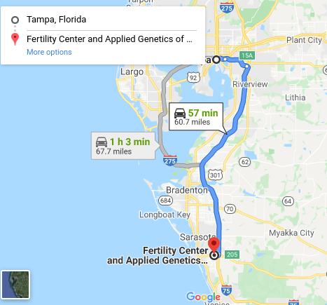 Map for Tampa IVF patients