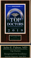Dr. Julio Pabon - Top Doctors 2019 Plaque