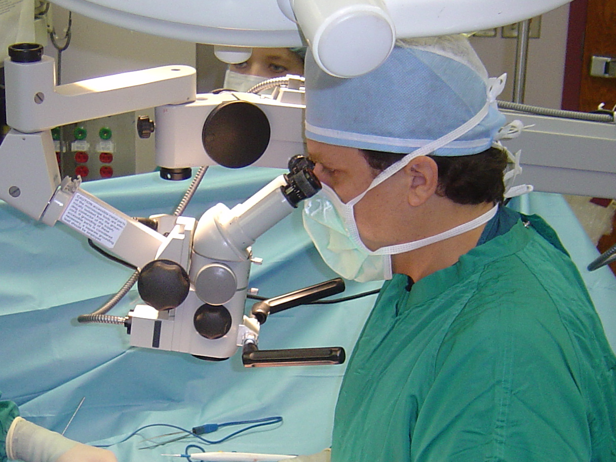 Dr. Julio Pabon performing tubal ligation reversal microsurgery