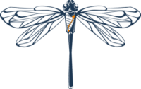 Vignette depicting a dragonfly